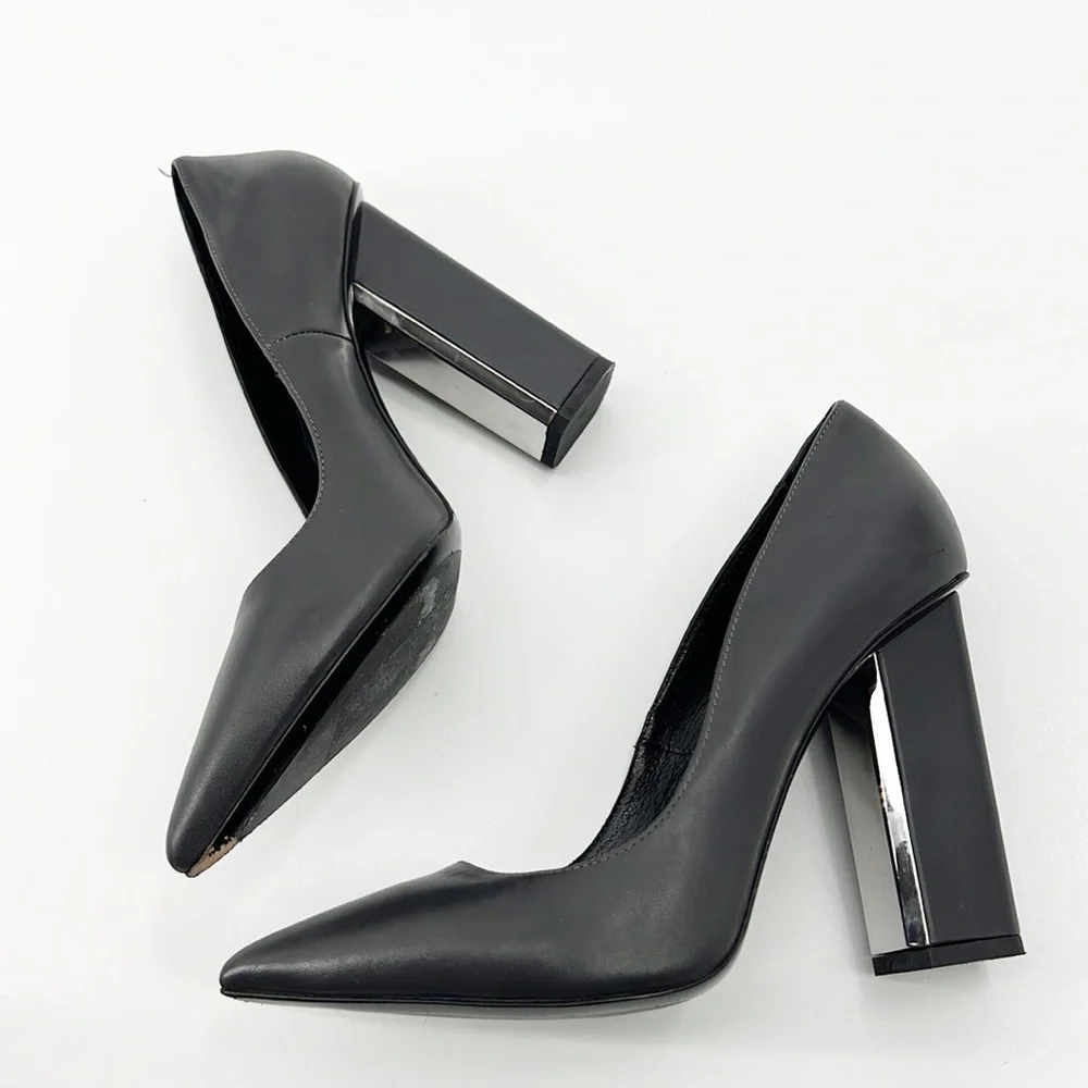 All Saints Cubista Mirrored Heel Pumps Gray size 38 size 7 - Picture 13 of 14